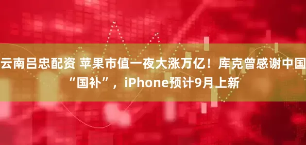 云南吕忠配资 苹果市值一夜大涨万亿！库克曾感谢中国“国补”，iPhone预计9月上新