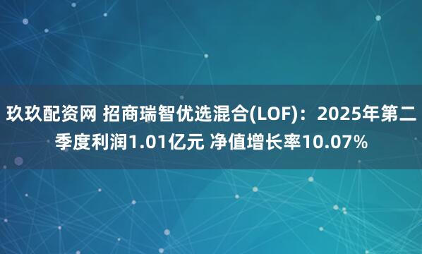 玖玖配资网 招商瑞智优选混合(LOF)：2025年第二季度利润1.01亿元 净值增长率10.07%
